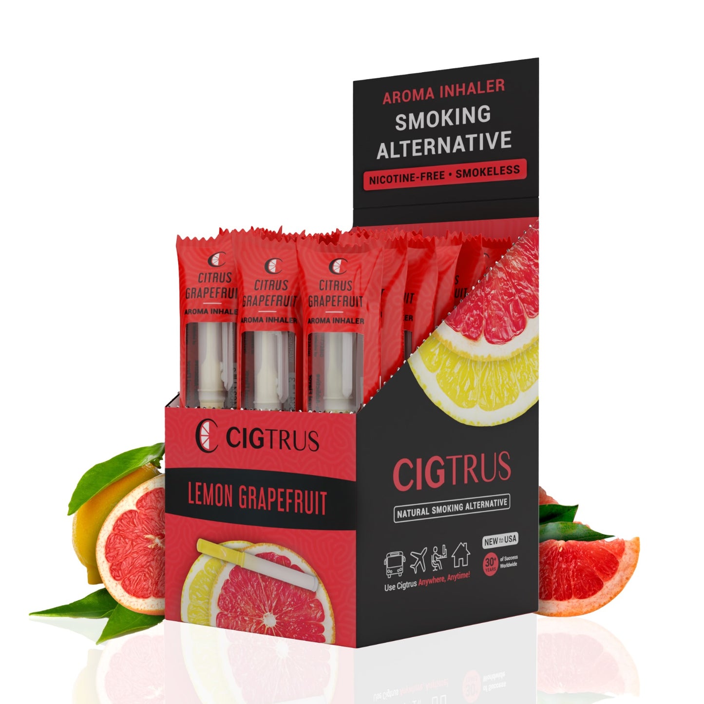 Smokeless Inhaler Quit Smoking Naturally, - NRT Alternative, Craving & Oral Fixation Habit Relief - Box Of 20 Citrus Grapefruit