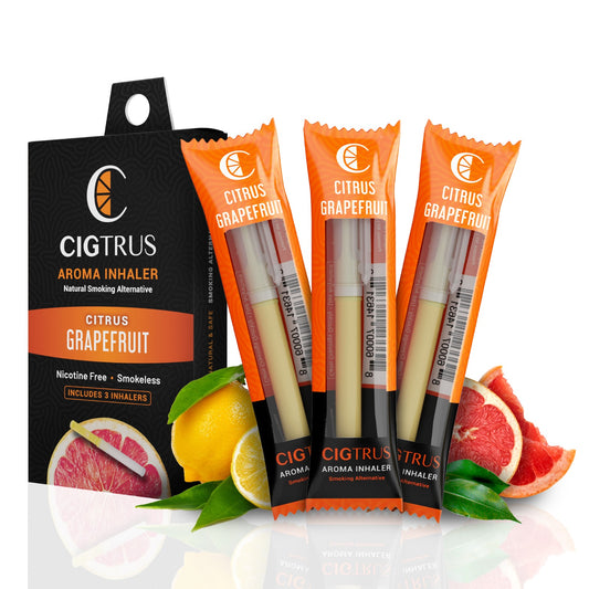 Cigtrus Delicious & Refreshing Flavored Air Puffer | Nicotine-Free Smokeless Inhaler | Natural Quit Smoking Aid | Oral Fixation Cravings Relief | 3 Pack Citrus Grapefruit