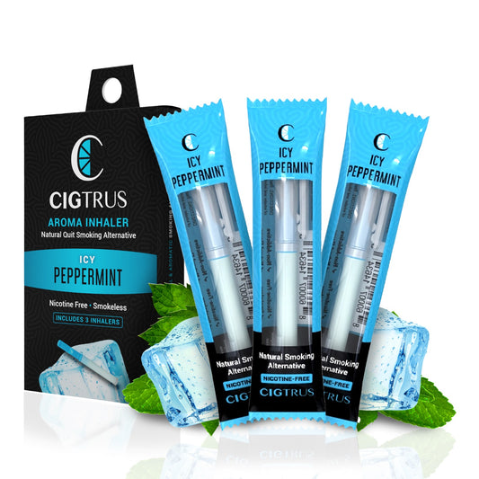 Cigtrus Delicious & Refreshing Flavored Air Puffer | Nicotine-Free Smokeless Inhaler | Natural Quit Smoking Aid | Oral Fixation Cravings Relief | 3 Pack Icy Peppermint