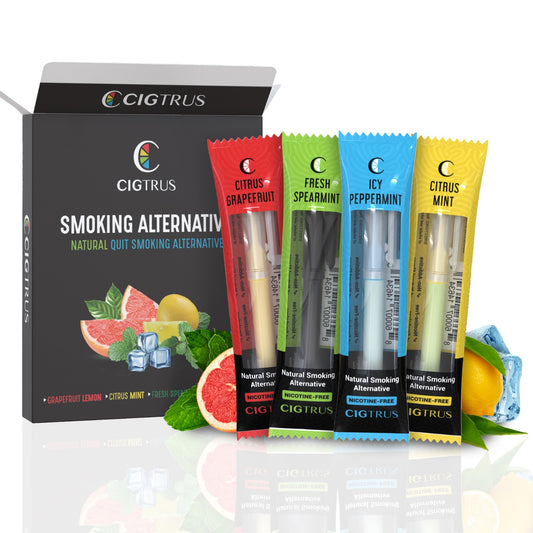 Cigtrus Natural Quit Smoking Aid | Nicotine-Free Smokeless Inhaler | Oral Fixation Cravings Relief | Delicious & Refreshing Flavored Air Puffer | 4 Flavor Sample Pack