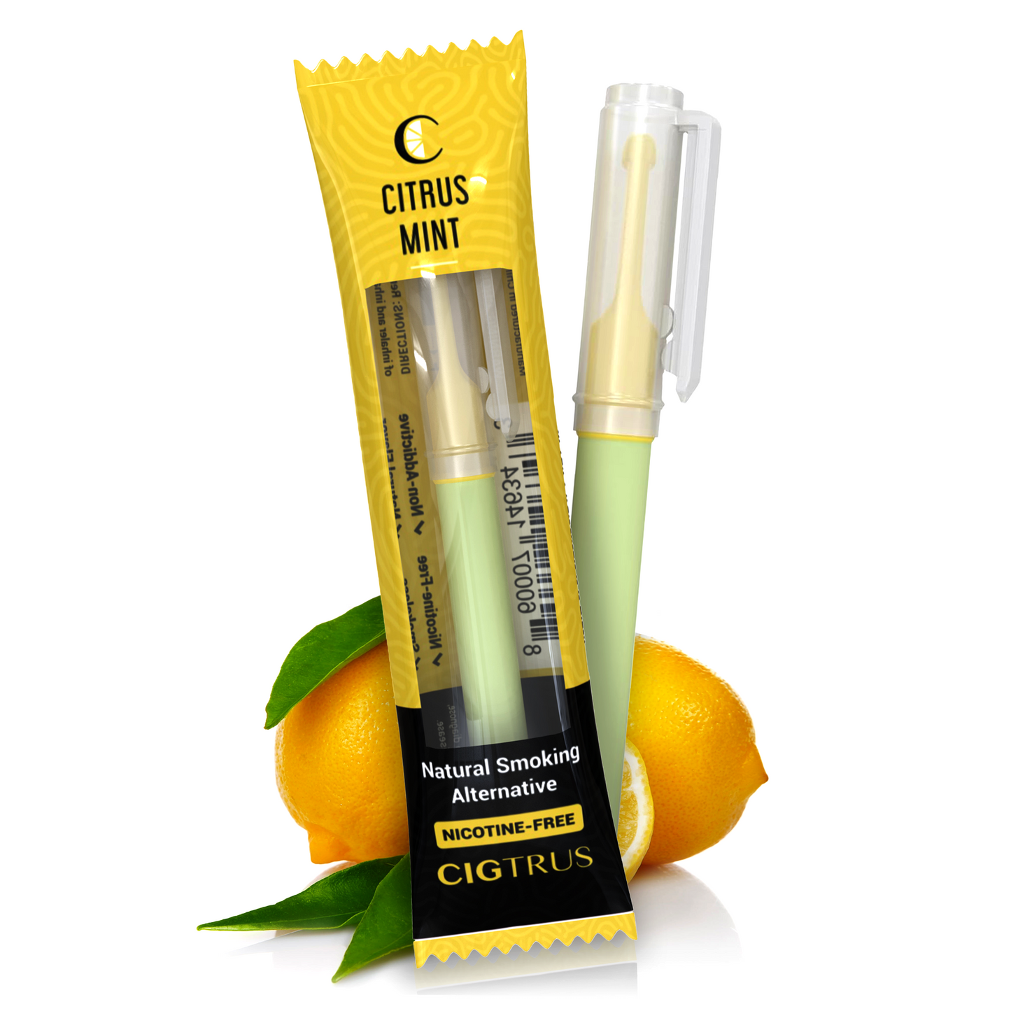 Cigtrus, Smokeless Nicotine-Free Natural Quit Smoking Aid | Oral Fixation Cravings Relief | Delicious & Refreshing Flavored Air Puffer - Citrus Lime & Fresh Spearmint, 3 Pack Each Variety