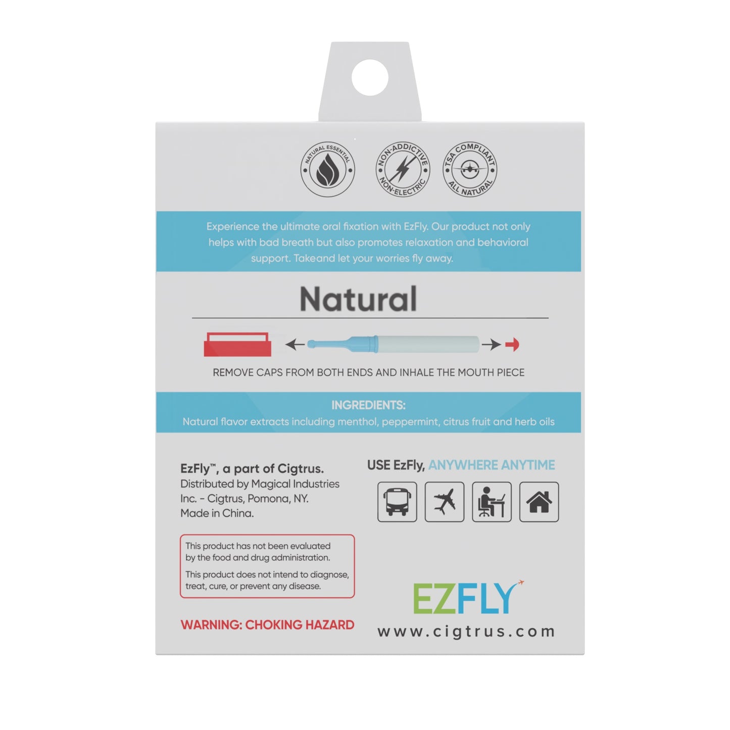 EZFLY: Fly Friendly! TSA-Accepted Delicious & Refreshing Smokeless Flavored Air Puffer Inhaler. In-flight Aid to Curb Cravings, 4 Flavor Variety Pack