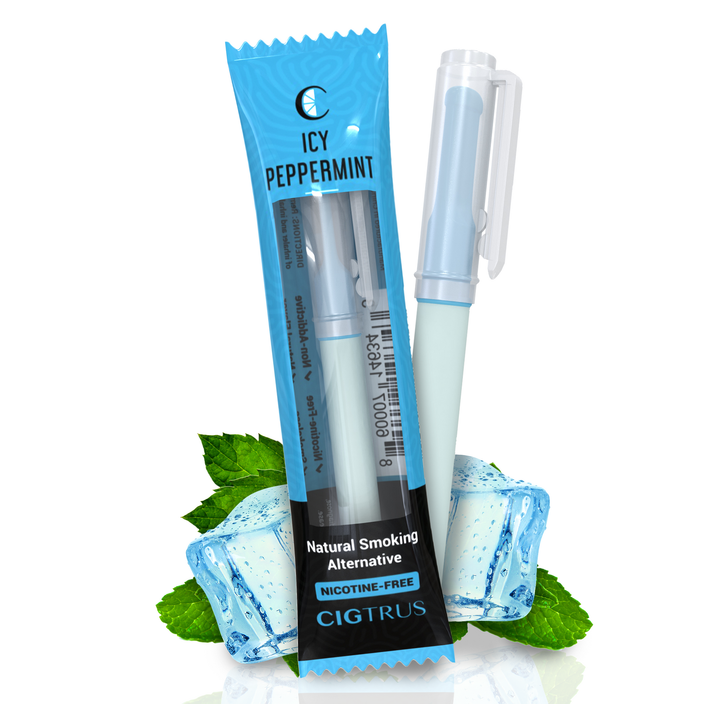 Cigtrus, Smokeless Nicotine-Free Natural Quit Smoking Aid | Oral Fixation Cravings Relief | Delicious & Refreshing Flavored Air Puffer - Fresh Spearmint & Icy Peppermint, 3 Pack Each Variety