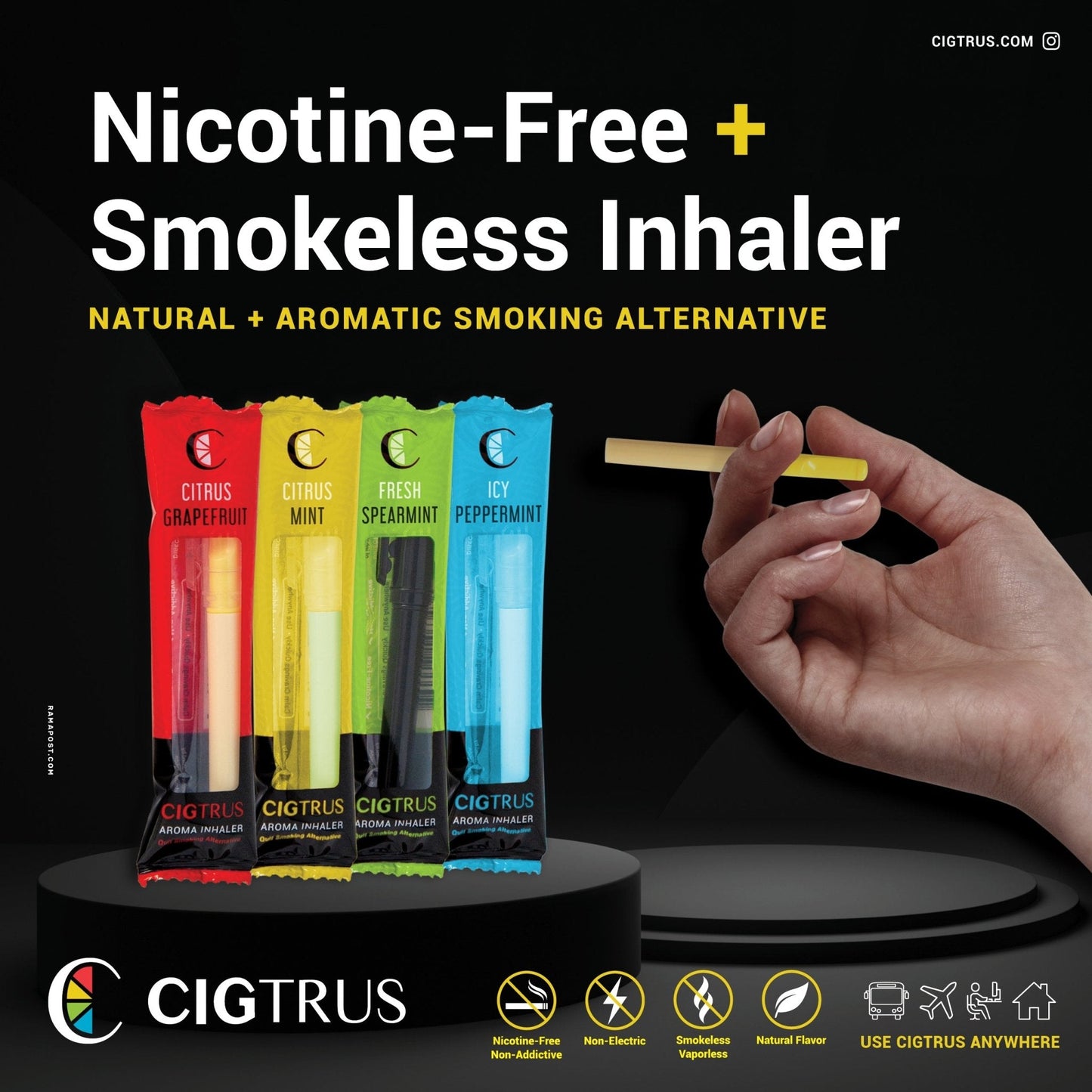 Cigtrus: Delicious & Refreshing Smokeless Nicotine-Free Flavored Air Puffer -  Kick the Habits and Satisfy Oral Fixation, and Cravings Relief 4 Flavor Sample Pack