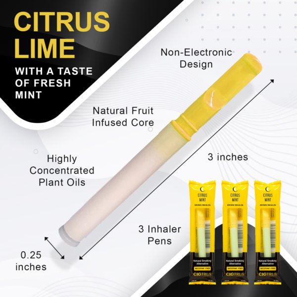 Cigtrus Aromatic Smokeless Oxygen Air Inhaler Oral Fixation Relief Natural Quit Aid Behavioral Support – Citrus Lime Flavor 20 Box - cigtrus.comcigtrus.com