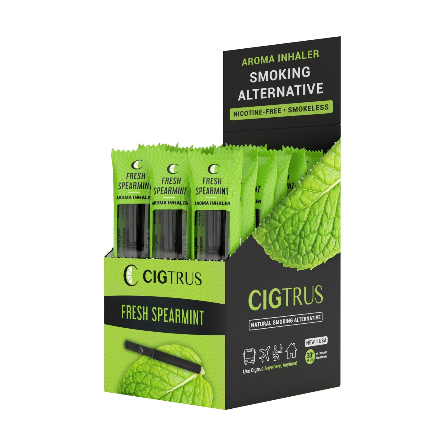 Cigtrus Aromatic Smokeless Oxygen Air Inhaler Oral Fixation Relief Natural Quit Aid Behavioral Support – Fresh Spearmint Flavor Box of 20 - cigtrus.comcigtrus.com