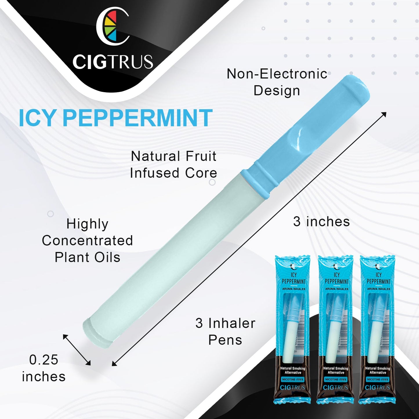 Cigtrus Aromatic Smokeless Oxygen Air Inhaler Oral Fixation Relief Natural Quit Aid Behavioral Support – Icy Peppermint Flavor 20/ Box - cigtrus.comcigtrus.com