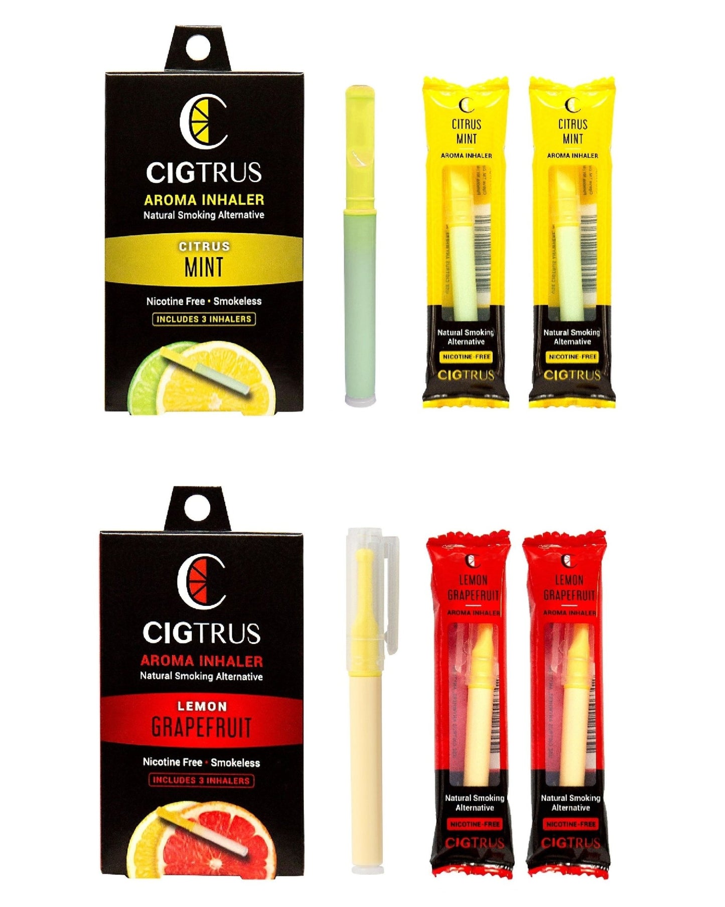 Cigtrus Stop Smoking Behavioral Support Quit Aid Help Nicotine-Free Safe & Natural Remedy - The Citrus Collection Grapefruit & Lemon Lime 3 Pack Each Flavor - cigtrus.comcigtrus.com