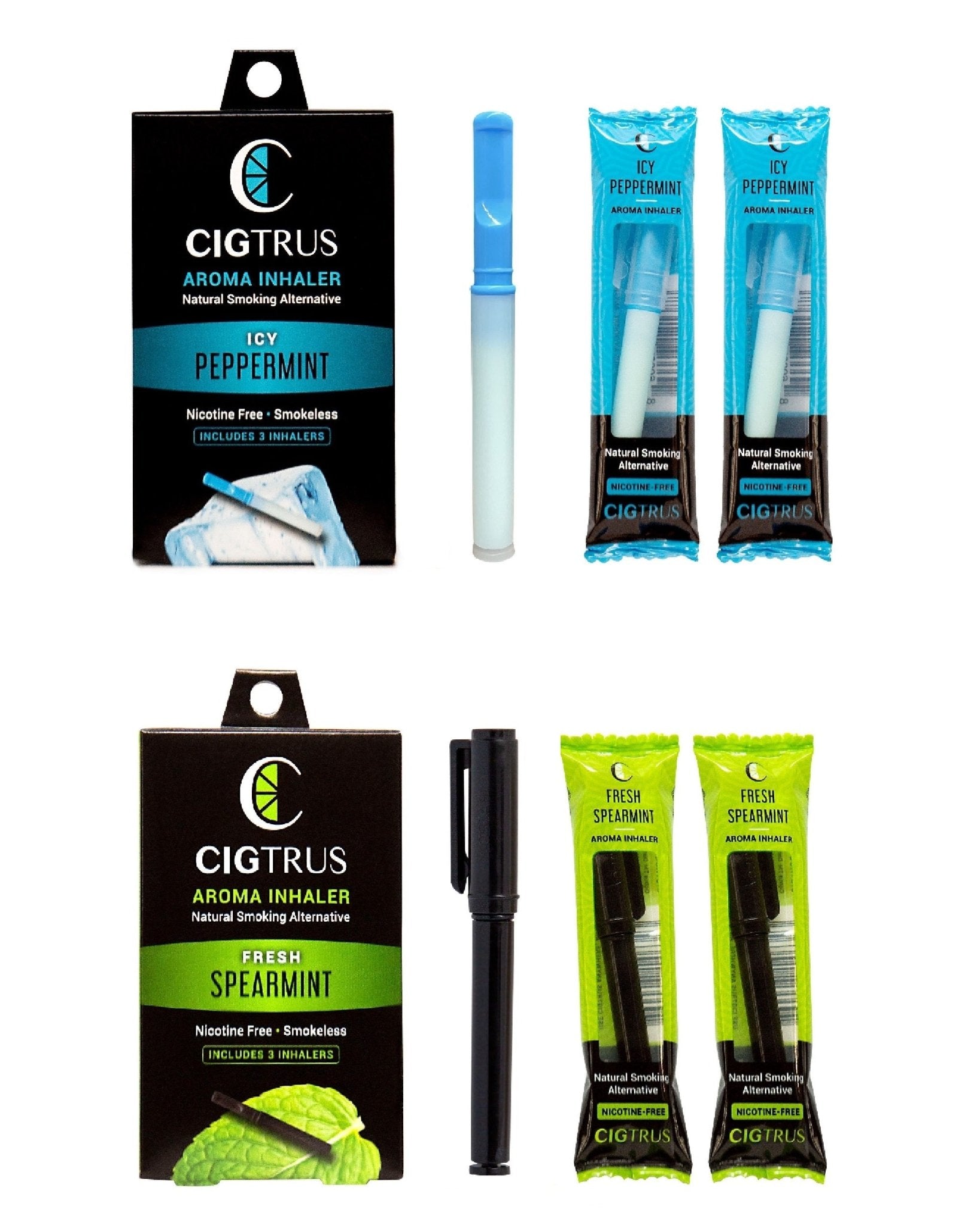 Cigtrus Stop Smoking Behavioral Support Quit Aid Help Nicotine-Free Safe & Natural Remedy - The Mint Collection Spearmint & Icy Peppermint 3-Pack Each - cigtrus.comcigtrus.com